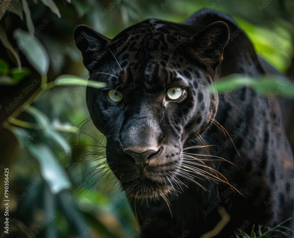 black panther lurking in the jungle. black panther lurking in the jungle.