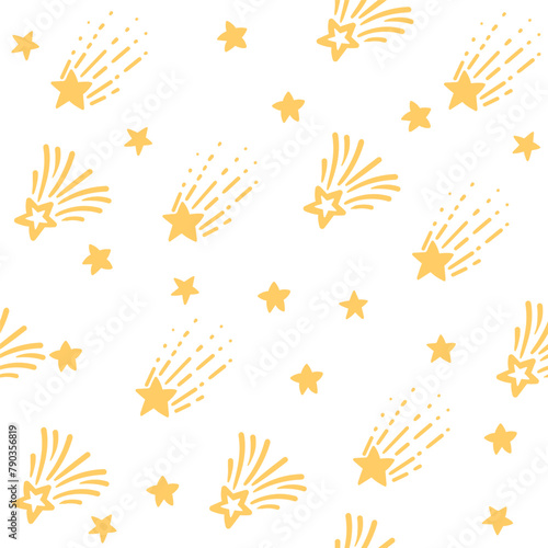 Seamless pattern of different golden stars vector illustration on white background