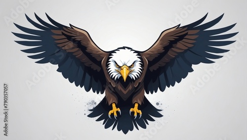 Clean and simple flat design artwork featuring a majestic eagle, conveying the power and freedom of this symbol of strength with minimalistic elements. © xKas