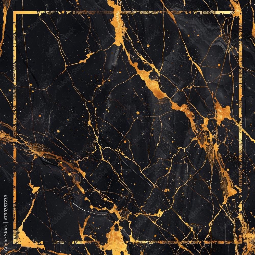Gold and black marble background with a square frame Gold and black marble background with a square frame