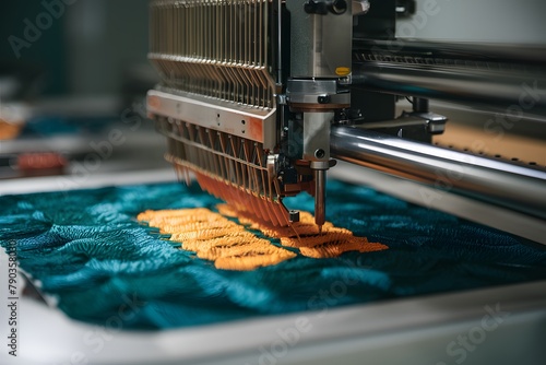 Automatic embroidery machine in action for digital textile work