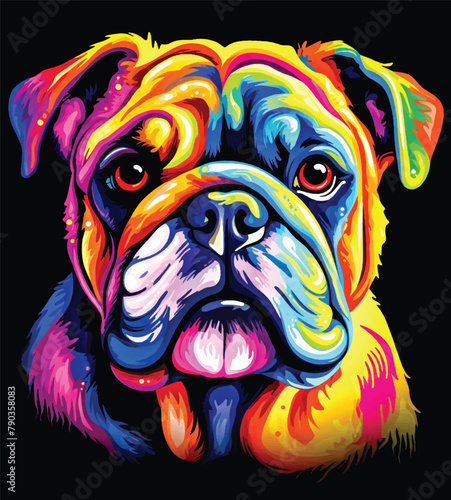 bulldog head on a black background