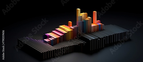 abstract illustration isometric template with colorful lines on a dark background