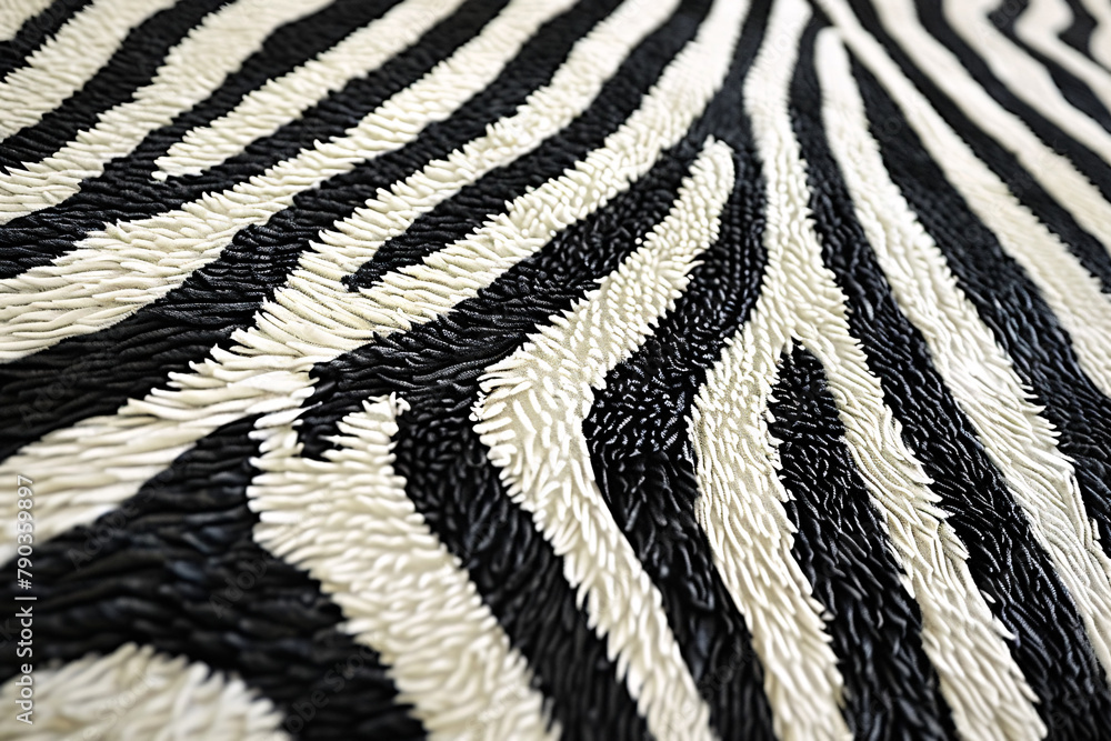Close-up of a zebra's patterned fur in sharp focus showcasing the unique black and white stripes Close-up of a zebra's patterned fur in sharp focus showcasing the unique black and white stripes