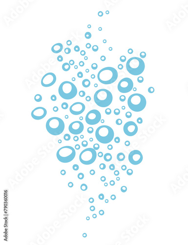 Water fizzing air bubbles stream vector illustration isolated on white background