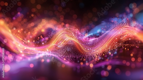 Abstract colorful waves and lights on a dark background  AI