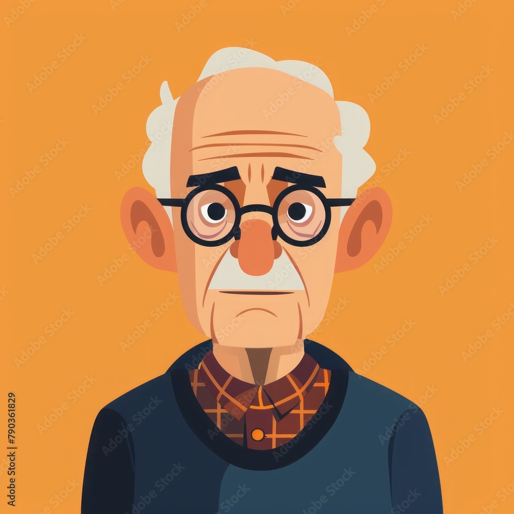 flat illustration cartoon grandfather. flat illustration cartoon grandfather.