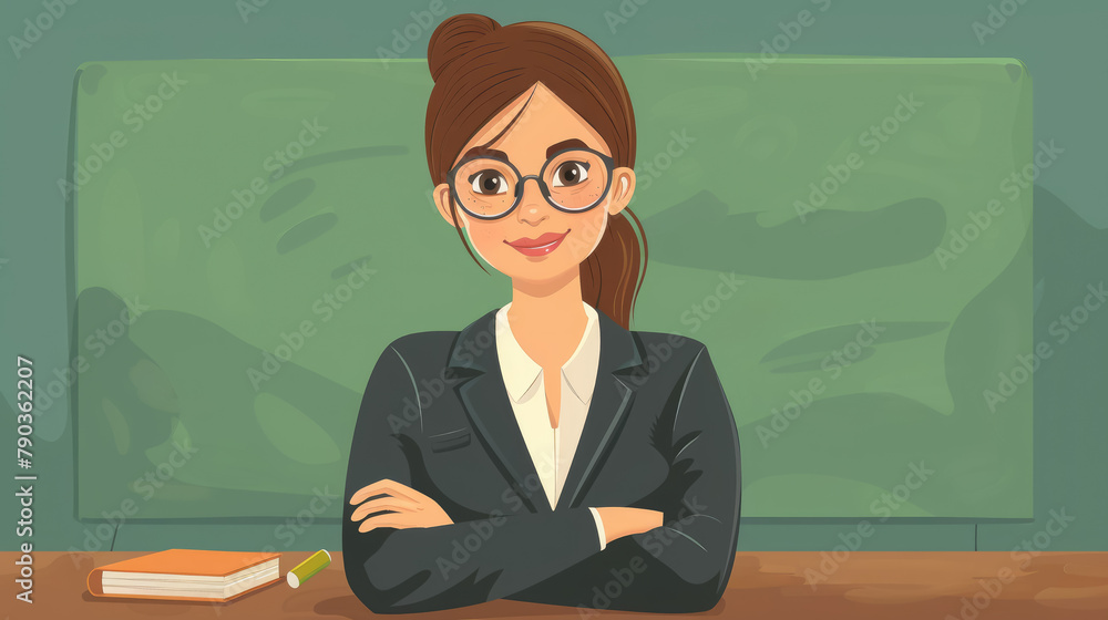 teacher on the background of a green chalk board on a white background, illustration, school, college, university, education, knowledge, person, people, picture, woman, study teacher on the background of a green chalk board on a white background, illustration, school, college, university, education, knowledge, person, people, picture, woman, study