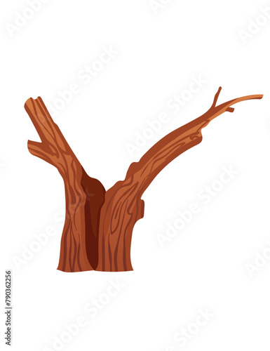 Brown tree hollow trunk vector illustration isolated on white background