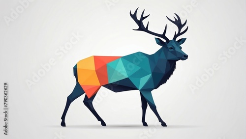 Deer animal abstract illustration minimalistic geometric background.