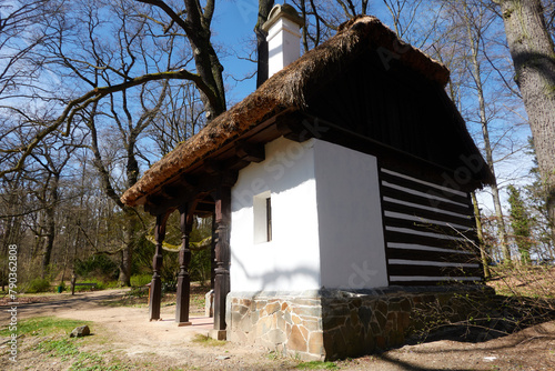 Pruhonice, Czech Republic - March 29, 2024 - the Czech Cottage in the Pruhonice park near Prague at the beginning of spring