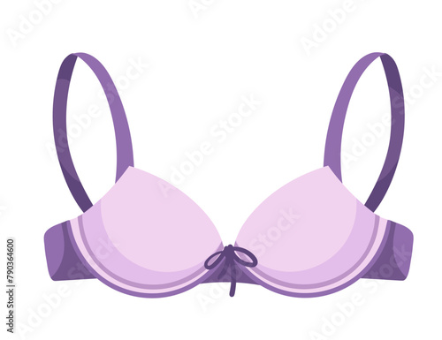 Pink and purple color glamour style bra underwear vector illustration isolated on white background