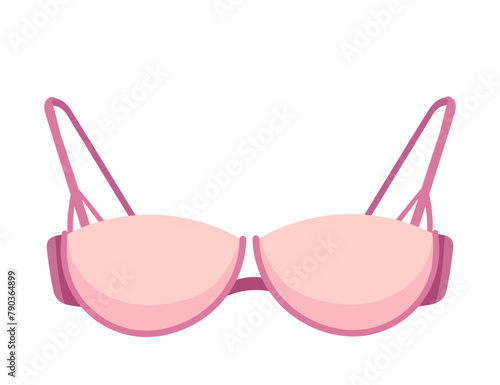 Pink and purple color glamour style bra underwear vector illustration isolated on white background.