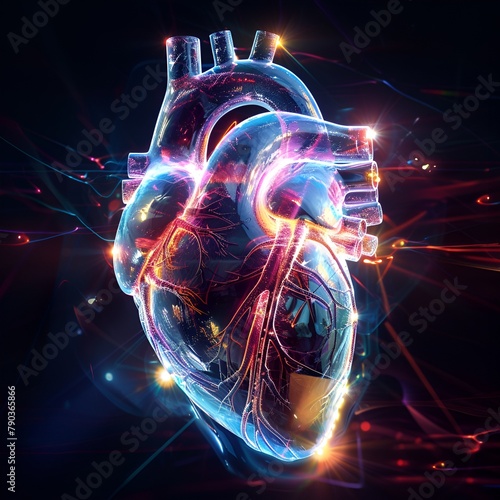 Abstract Holographic Technology Heart Attack