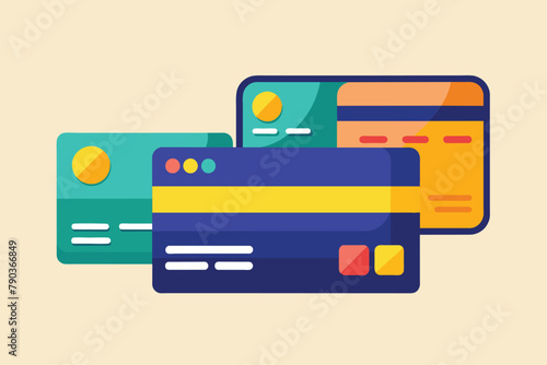 Credit and Visa Cards Comparison, Bank credit card icon set trending, Simple and minimalist flat Vector Illustration