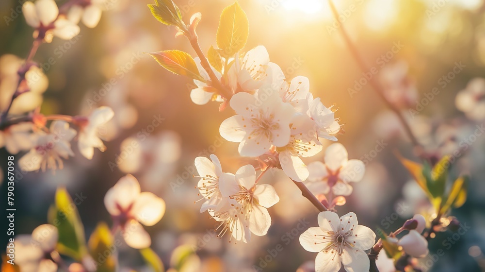 Detailed view of white flowers blooming on a tree in nature