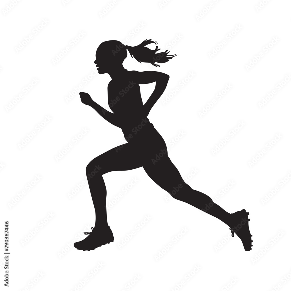 Vector silhouette of a female athlete running. Flat cutout icon of a sports person Vector silhouette of a female athlete running. Flat cutout icon of a sports person