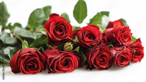 A bunch of red roses are sitting on a table  AI