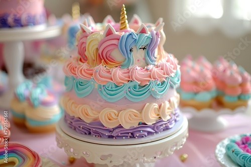 Unicorn cake, colorful Birthday cake