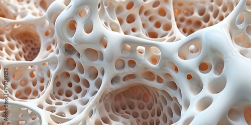 Microscopic view bone tissue, structure, closeup