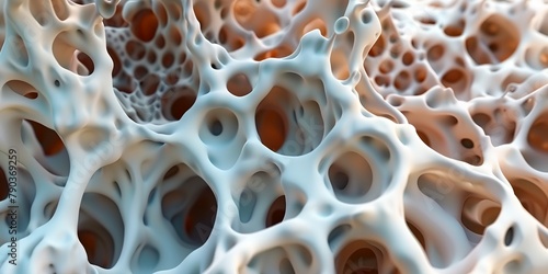 Microscopic view bone tissue, structure, closeup