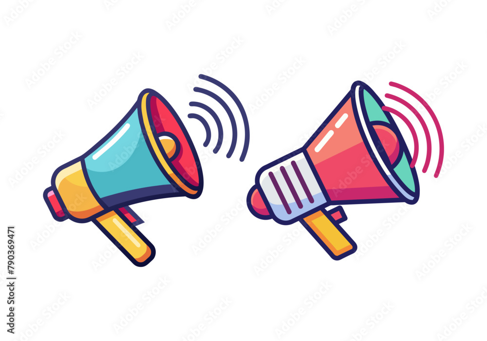Megaphone icon illustration on white background Megaphone icon illustration on white background