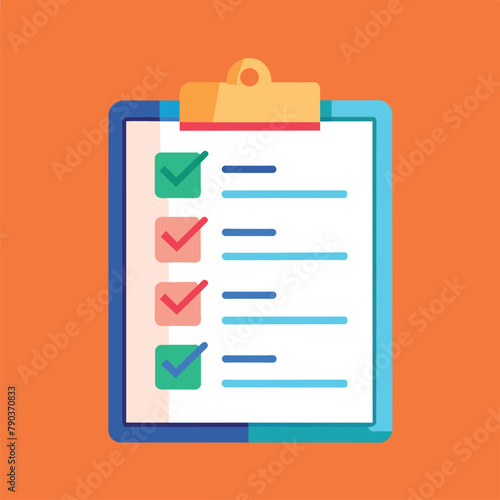 A simple and minimalist clipboard with a checklist, Computer data checklist, Simple and minimalist flat Vector Illustration