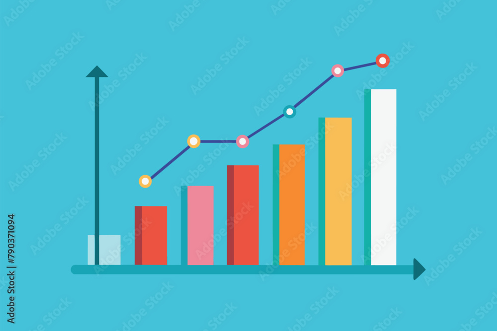 A minimalist bar chart displaying growth with an arrow pointing upwards, concept growth chart, Simple and minimalist flat Vector Illustration A minimalist bar chart displaying growth with an arrow pointing upwards, concept growth chart, Simple and minimalist flat Vector Illustration