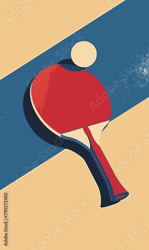 ping pong table tennis vector poster with racket and tennis ball