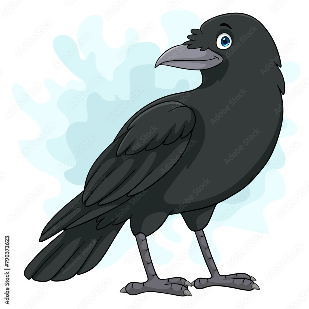 Fototapeta premium Cartoon crow isolated on white background
