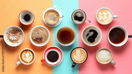 the concept of International Coffee Day, top view. background for designer for international coffee day. Festive and inviting banner mockup for International Coffee Day with copy space for text