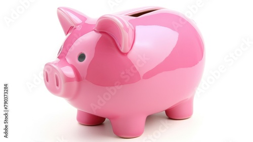 3d rendering a cute pink piggy bank standing on white background. AI generated image