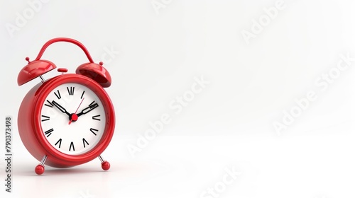 A red alarm clock timer ringing on white background. AI generated image