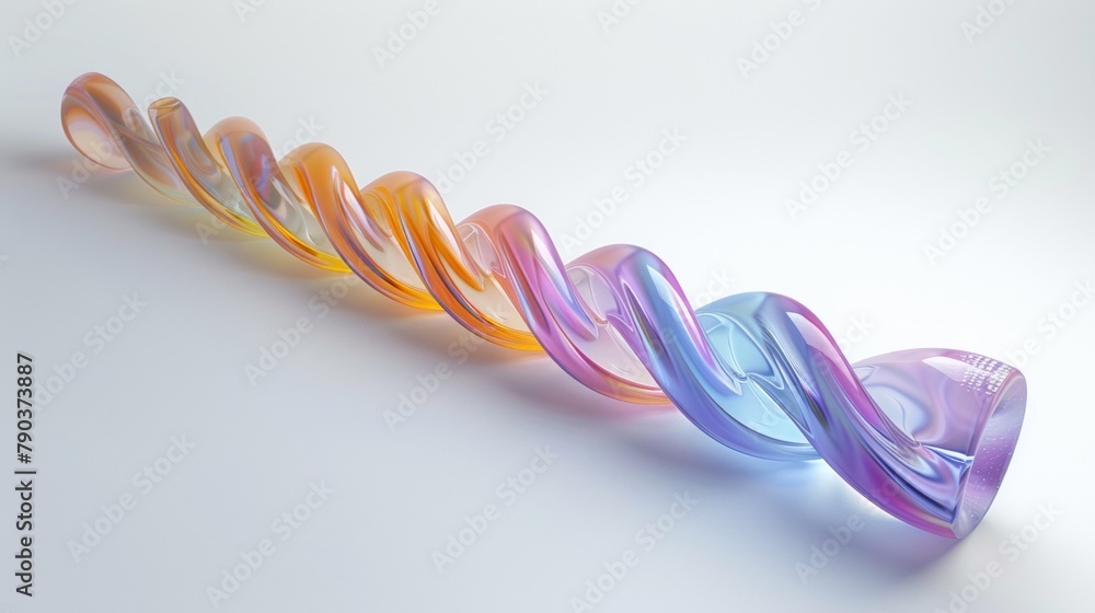A long, colorful glass object with a curved shape, AI A long, colorful glass object with a curved shape, AI