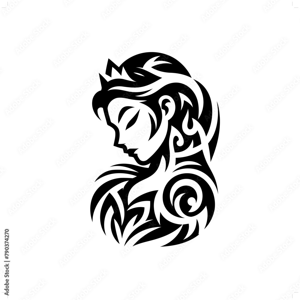 princess; snow white in modern tribal tattoo, abstract line art of people, minimalist contour. Vector princess; snow white in modern tribal tattoo, abstract line art of people, minimalist contour. Vector