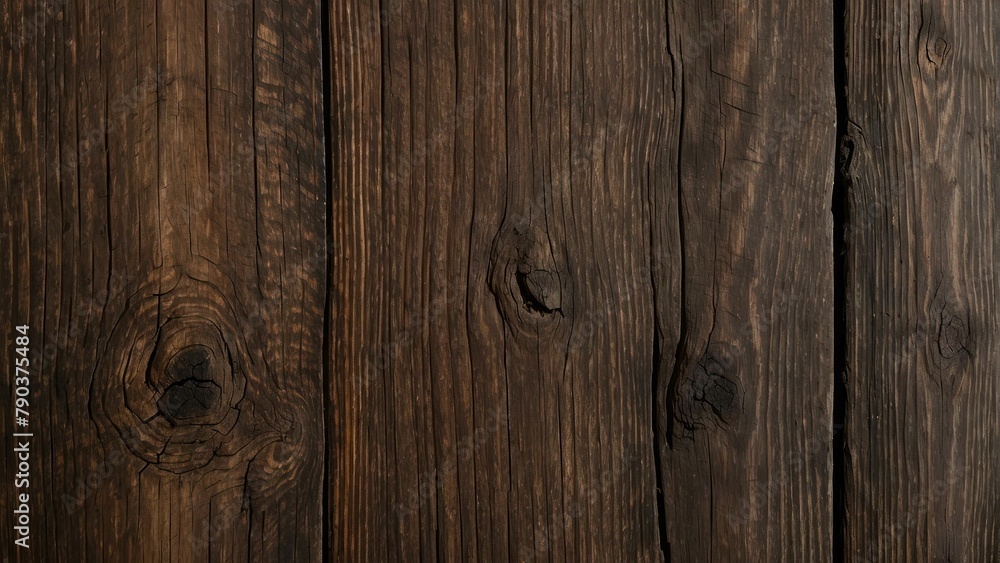 Dark brown wooden planks with natural texture and patterns Dark brown wooden planks with natural texture and patterns
