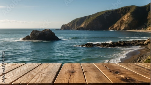 Wooden pier with waves and clear blue sea in the background