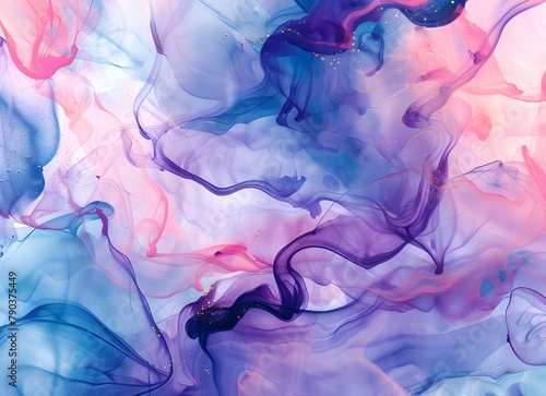 Abstract fluid art background with blue, purple and pink colors Alcohol ink texture Modern art print for wall decor Modern trendy design with space High resolution photography Stock photo, action shot
