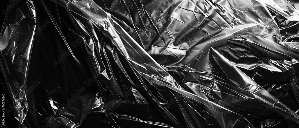 Reflective and crumpled black foil detail Reflective and crumpled black foil detail