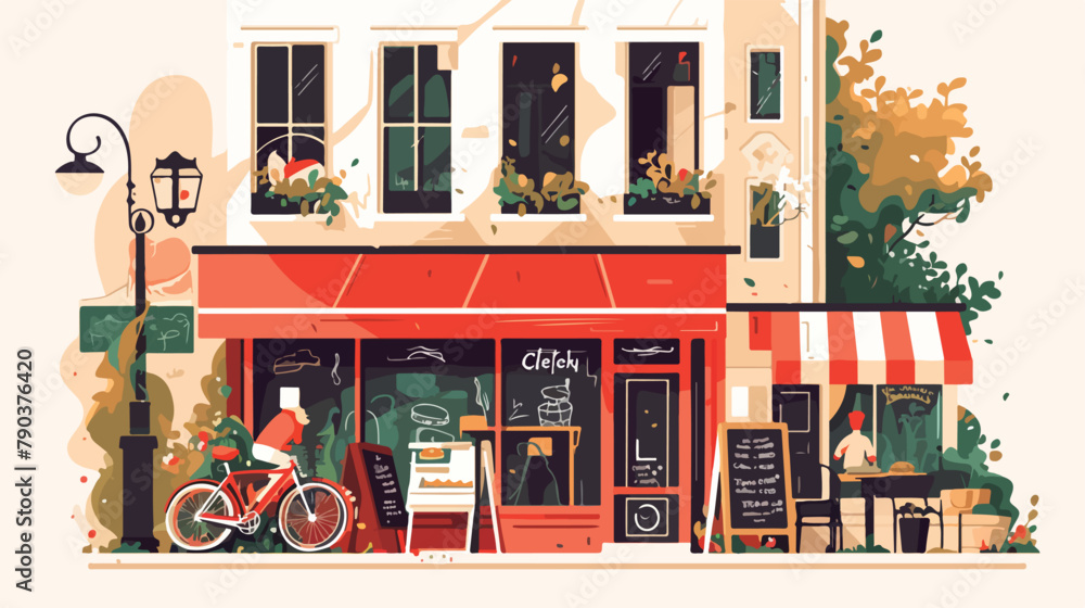Cafe facade on street vector color icon design Reta