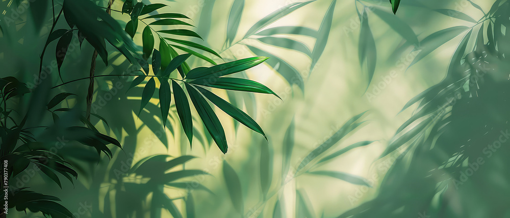 Lush bamboo forest in gentle sunlight Lush bamboo forest in gentle sunlight