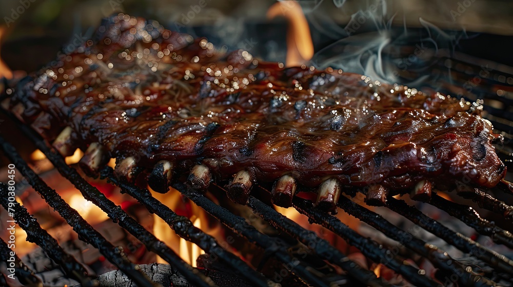 Sizzling Spit-Roasted Cow Ribs, Irresistible BBQ Delight