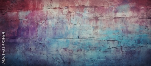 A wall with vibrant blue and purple paint close-up