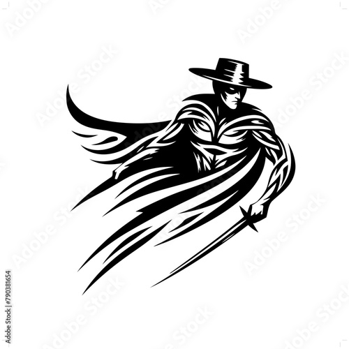 mask zorro  in modern tribal tattoo, abstract line art of people, minimalist contour. Vector