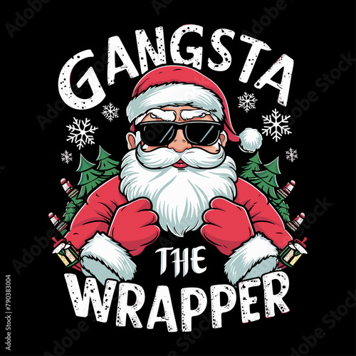 2024 christmas vector graphic, Gangsta wrapper