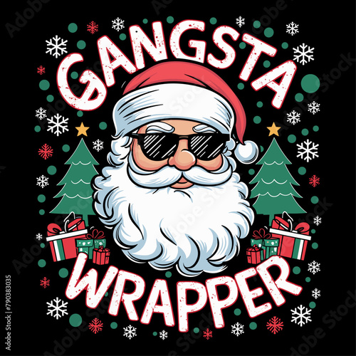 2024 christmas vector graphic, Gangsta wrapper