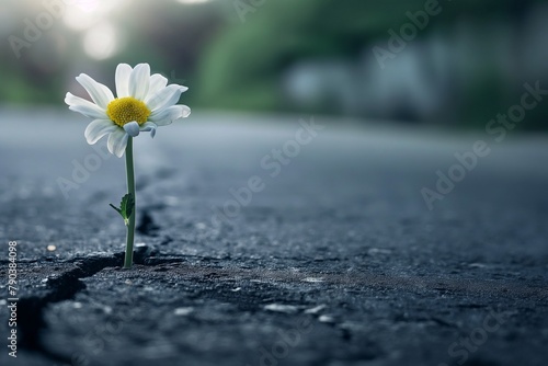 Beautiful flower growing out of a crack in the asphalt, hard time run, struggle background, hard time, hard works, motivation, motivation background, influencing background 