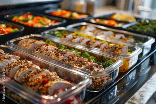 Healthy Meal Prep Containers with Grilled Chicken and Vegetables photo