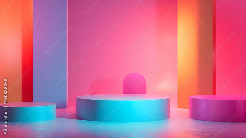 luxury colourful neon abstract elegant Platform podium background shapes and curtains Geometric product show luxury colourful neon abstract elegant Platform podium background shapes and curtains Geometric product show