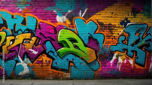 Vibrant Urban Graffiti Art on Brick Wall